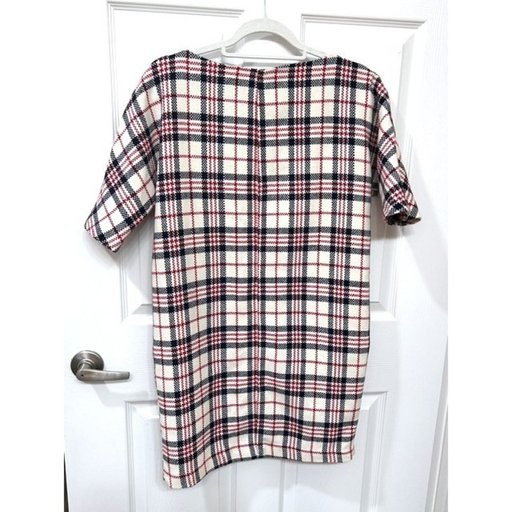 Zara Tartan Shift Dress British Heritage Mod 60s London Style Wool Blend Medium - Picture 2 of 13